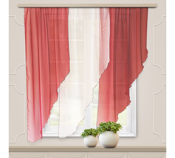 Комплект штор для кухни witerra мальва, 280x150, бордо, левый 108891 1