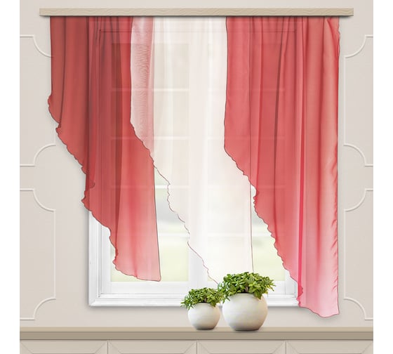 Комплект штор для кухни witerra мальва, 280x150, бордо, правый 104233 1