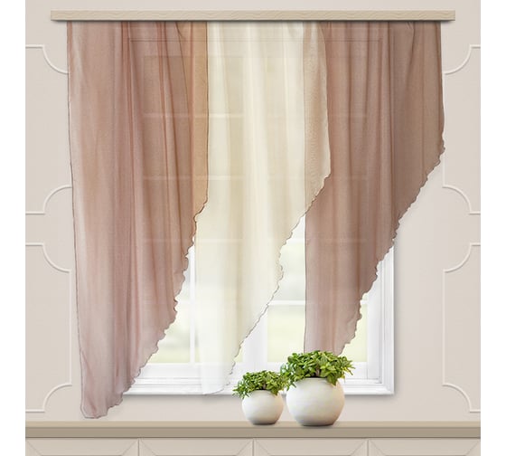 Комплект штор для кухни witerra мальва, 280x150, какао, левый 108894 1