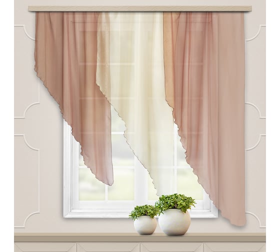 Комплект штор для кухни witerra мальва, 280x150, какао, правый 104238 1