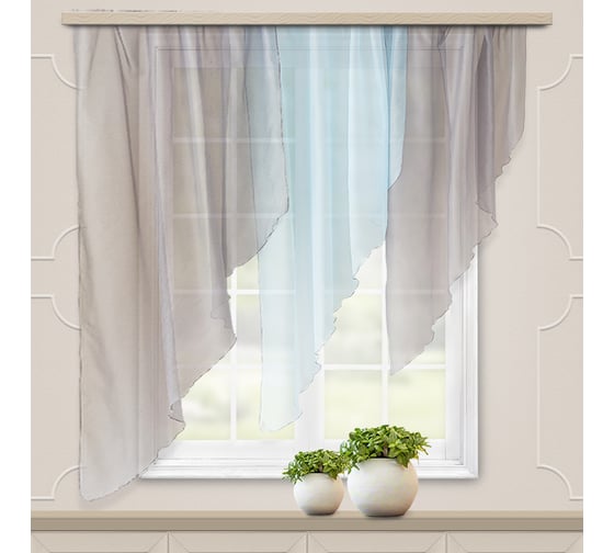 Комплект штор для кухни witerra мальва, 280x150, серый, левый 108896 1