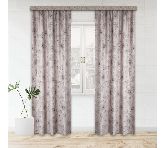 Портьерные шторы witerra ромашки блэкаут кофе с молоком 135x260 см 2 шт 160383