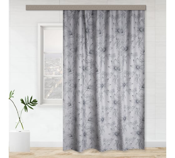 Портьерная штора witerra ромашки блэкаут серый 190x265 см 1 шт 105996