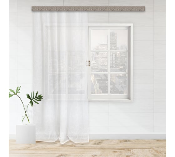 Штора witerra тюль с резиновым рисунком jyp002 листья 150x260 см 100645 1
