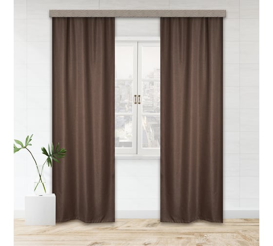 Портьерные шторы witerra блэкаут рогожка шоколад 135x260 см 2 шт 100130