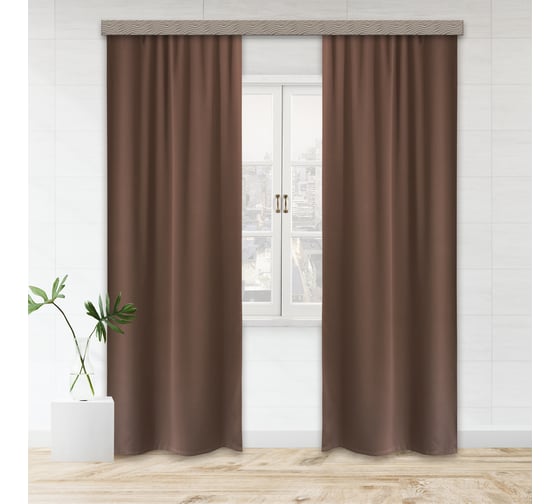 Портьерные шторы witerra матовый блэкаут коричневый 190x275 см 2 шт 100553