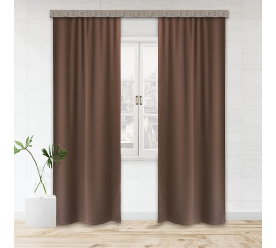 Портьерные шторы witerra матовый блэкаут коричневый 135x260 см 2 шт 100548 1