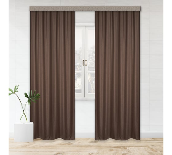 Портьерные шторы witerra блэкаут рогожка шоколад 190x275 см 2 шт 46245 1