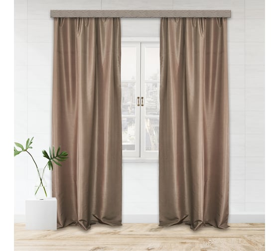 Портьерные шторы witerra жаккард бамбук однотонный jyp111 коричневый 135x260 см 2 шт 100714 1