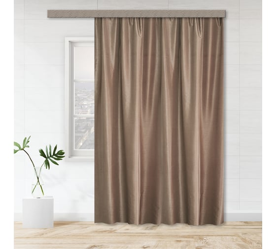 Портьерная штора witerra жаккард бамбук однотонный jyp111 коричневый 190x260 см 1 шт 100926