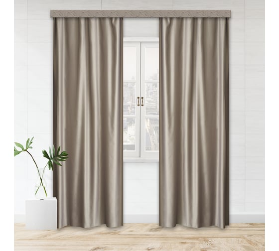 Портьерная штора witerra жаккард однотонный темно-бежевый 135x260 см 2 шт 106293