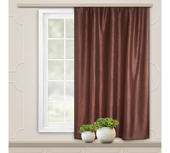 Портьерная штора для кухни witerra тергалет шоколад 135x180 см 1 шт 101051
