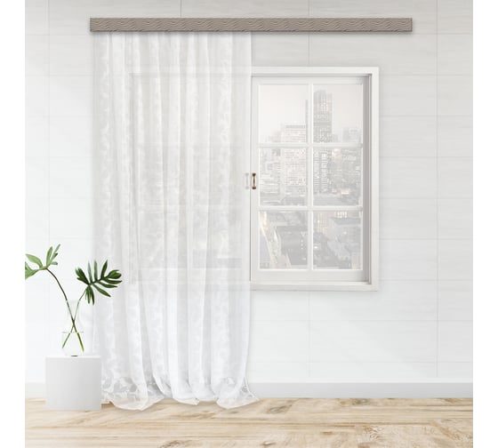 Штора witerra тюль лен деворе листья jyb005 молочный 150x275 см 100693