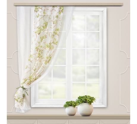 Штора для кухни witerra моника, 140x160, зеленый-молочный 103922