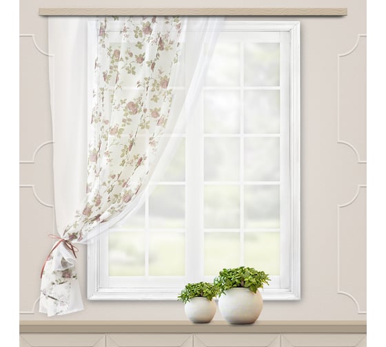 Штора для кухни witerra моника, 140x160, светлый-коричневый-молочный 103925
