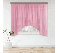 Штора для кухни witerra вуаль-однотонная, арка, 285x160, светло-розовый 104288