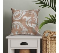 Чехол для подушки из блэкаута witerra с жаккардовым рисунком 806 листья, 40x40, с клапаном 15 см, терракот-золото 45223