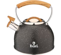 Чайник из нержавеющей стали RASHEL 3 л, со свистком, чёрный М-7157