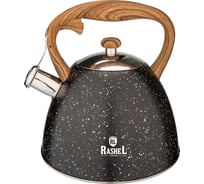 Чайник из нержавеющей стали RASHEL 3 л, со свистком, чёрный М-7147