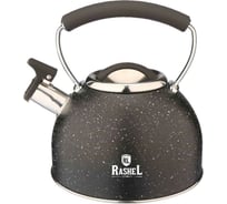 Чайник из нержавеющей стали RASHEL 3 л, со свистком, чёрный М-7156