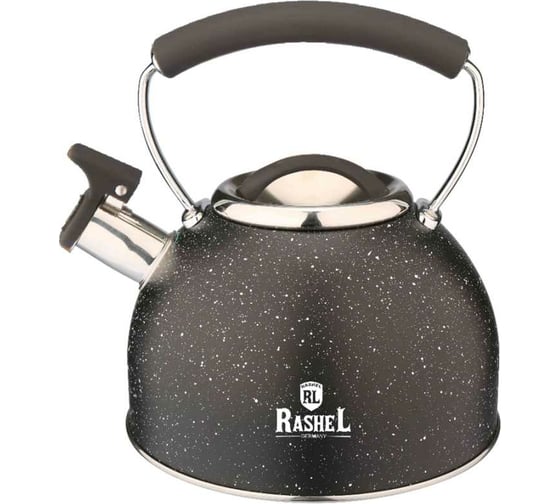 Чайник из нержавеющей стали RASHEL 3 л, со свистком, чёрный М-7156