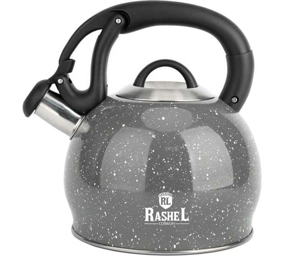 Чайник из нержавеющей стали RASHEL 3 л, со свистком, серый М-7530