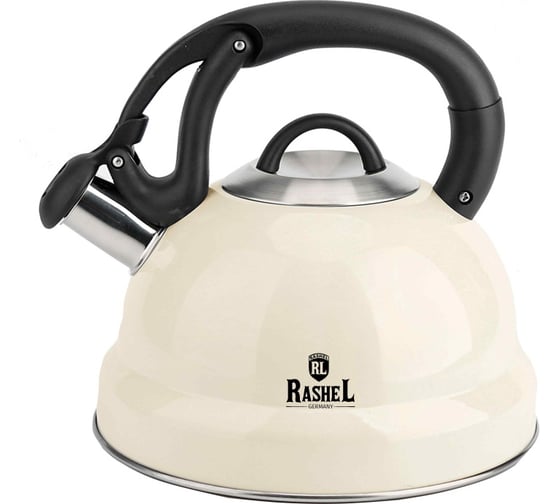 Чайник из нержавеющей стали RASHEL 3 л, со свистком, кремовый М-7830