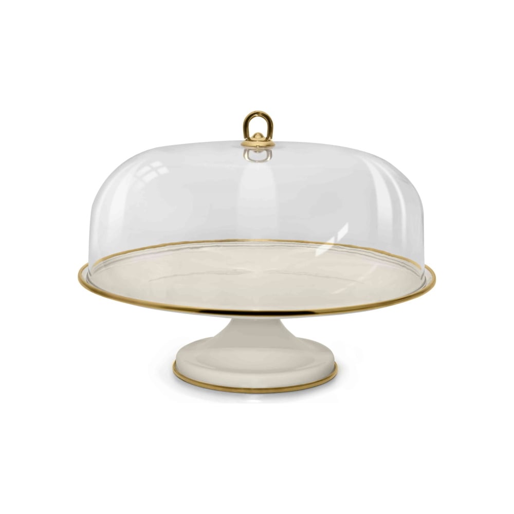 Эмалированная тортница на ножке RASHEL пластиковая крышка, диаметр 31 ...