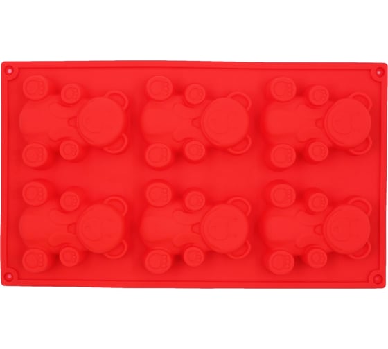 Силиконовая форма для выпечки Кошкин Дом Мишки, 6 ячеек, 29x17x2 см 50-11-023