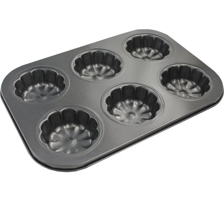 Форма для выпечки КОШКИН ДОМ 6 ячеек для кексов, с антипригарным покрытием 50-18-002