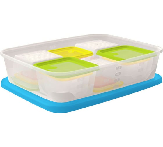 Набор емкостей для продуктов Funcook Fusion 0.33 л - 6 шт, 0.63 л - 4 шт, 6.15 л - 1 шт в упаковке 11 шт 51660