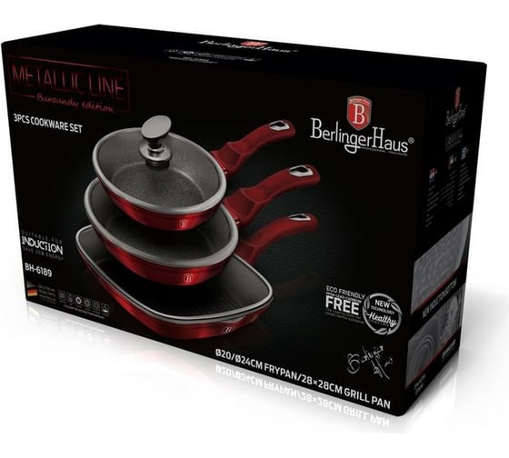 Набор посуды BerlingerHaus Burgundy Metallic Line 6 предметов BH-6189 6189-BH