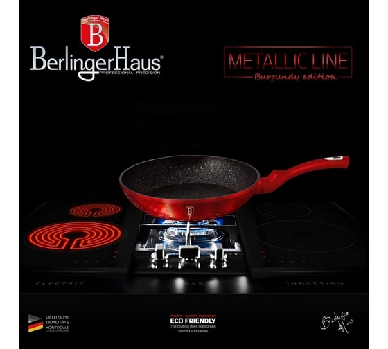 Сковорода BerlingerHaus Burgundy Metallic Line со съемной ручкой 28 см BH-1946 1946-BH