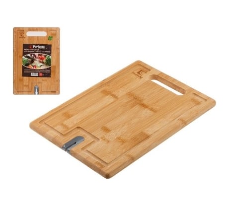 Разделочная доска PERFECTO LINEA Bamboo с точилкой для ножей, 33x23x1.5 см 35-332315