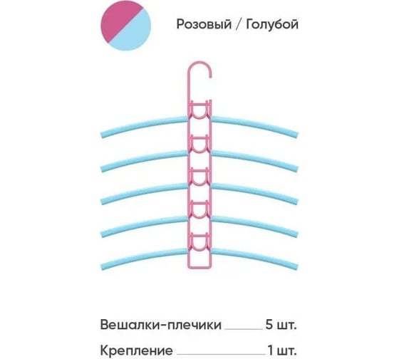 Вешалки-плечики Абсолют Уют №1 голубая резинка розовый АЧ 8630
