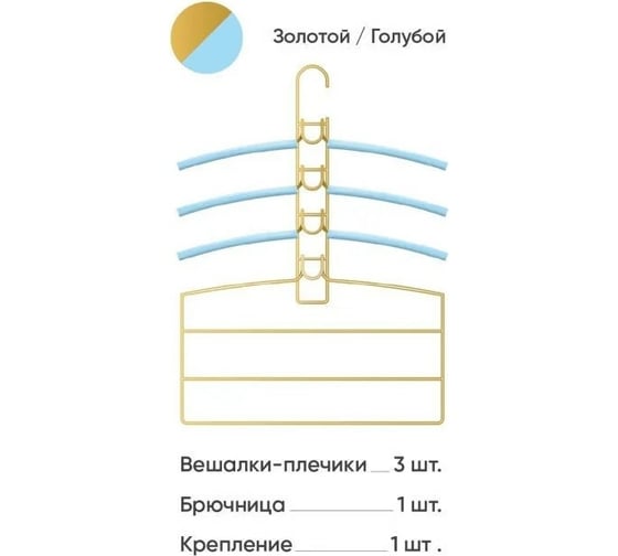 Вешалки-плечики Абсолют Уют №2 голубая резинка золотой АЧ 8653