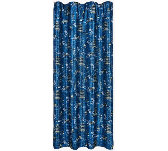 Готовая штора Moroshka Kitayskaya, крепление: шторная лента, цвет синий 160x270 см 948-207-02