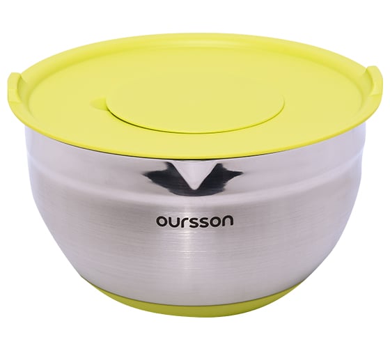 Миска для смешивания с крышкой и 3-мя терками OURSSON зеленое яблоко BS4001RS/GA 1