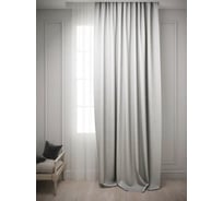 Штора Костромской текстиль Блэкаут рогожка Цветы серый/серый, 200x260 см 00-00803891