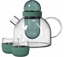 Заварочный чайник и две чашки KissKissFish BoogieWoogie Teapot with cups зеленый TEAP08-U