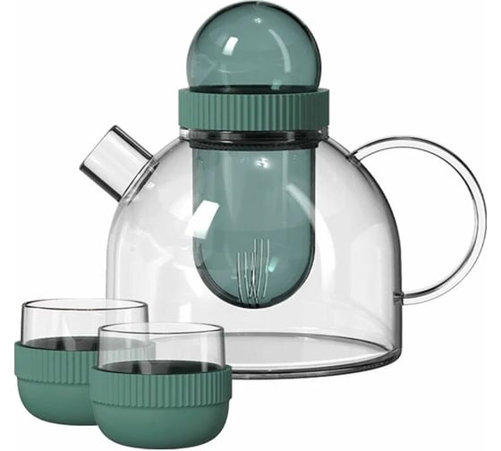 Заварочный чайник и две чашки KissKissFish BoogieWoogie Teapot with cups зеленый TEAP08-U