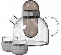 Заварочный чайник и две чашки KissKissFish BoogieWoogie Teapot with cups серый TEAP07-U