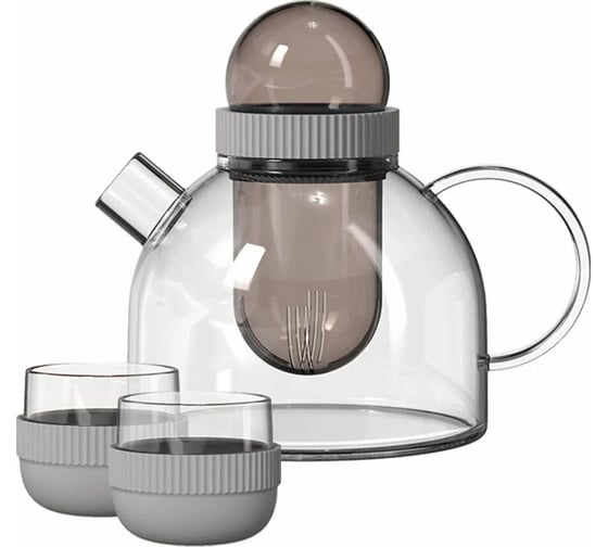 Заварочный чайник и две чашки KissKissFish BoogieWoogie Teapot with cups серый TEAP07-U 1
