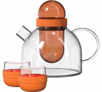 Заварочный чайник и две чашки KissKissFish BoogieWoogie Teapot with cups оранжевый TEAP06-U