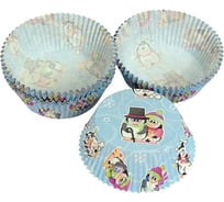 Бумажная капсула-тарталетка PapStar круглая высота 25 х диаметр 50 мм рождественская 2 дизайна PS-18335