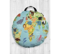 Декоративная подушка-сидушка JOYARTY "Веселая карта", на пол, круглая, 52 см dsfr_11545