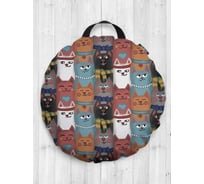 Декоративная подушка-сидушка JOYARTY "Колоритные котики", на пол, круглая, 52 см dsfr_378654