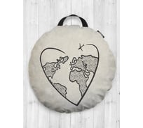 Декоративная подушка-сидушка JOYARTY "Любовь к путешествию", на пол, круглая, 52 см dsfr_385281