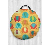 Декоративная подушка-сидушка JOYARTY "Яркие слоники", на пол, круглая, 52 см dsfr_47619