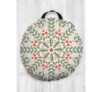 Декоративная подушка-сидушка JOYARTY "Снежинка из веток смородины", на пол, круглая, 52 см dsfr_290613